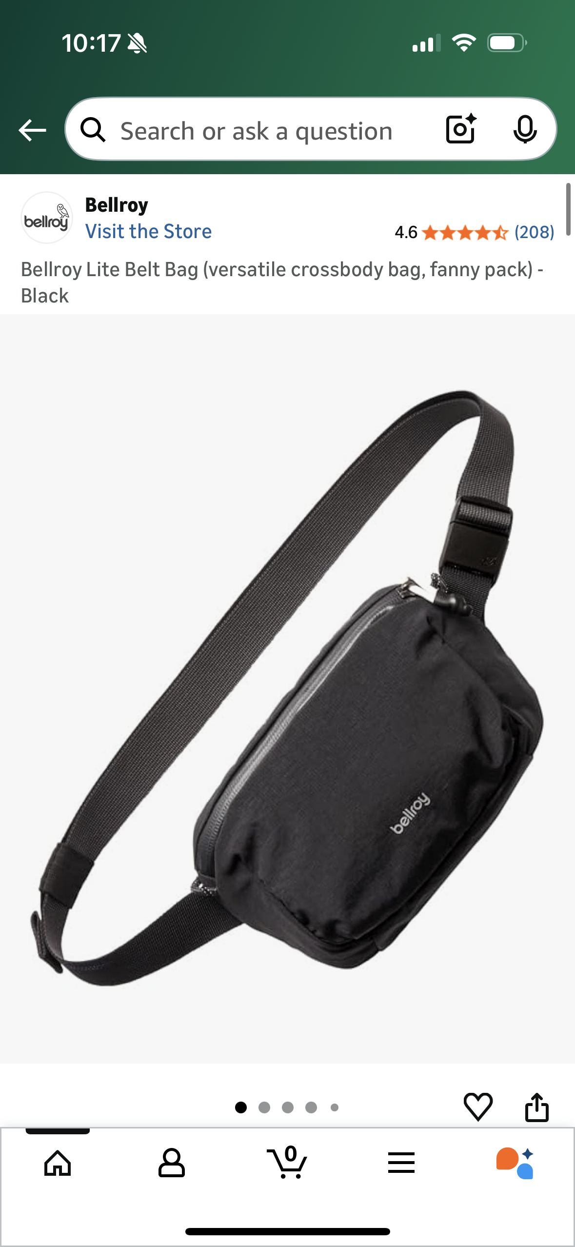 Bellroy Lite Belt Bag (versatile crossbody bag, fanny pack) - Moss Green