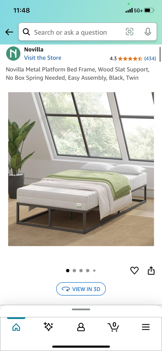 New - Metal Twin Size Bed Frame, Black (B867)