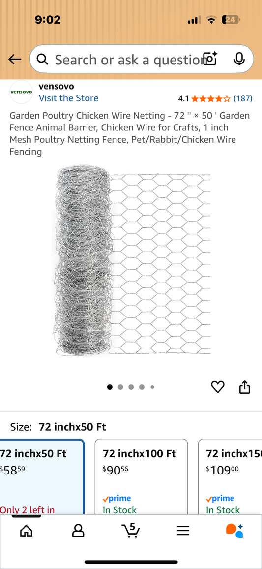 Garden Poultry Chicken Wire Netting - 72" x 50 ' Garden Fence Animal Barrier, Chicken Wire for Crafts, 1 inch Mesh Poultry Netting Fence, Pet/Rabbit/Chicken Wire Fencing (G885)