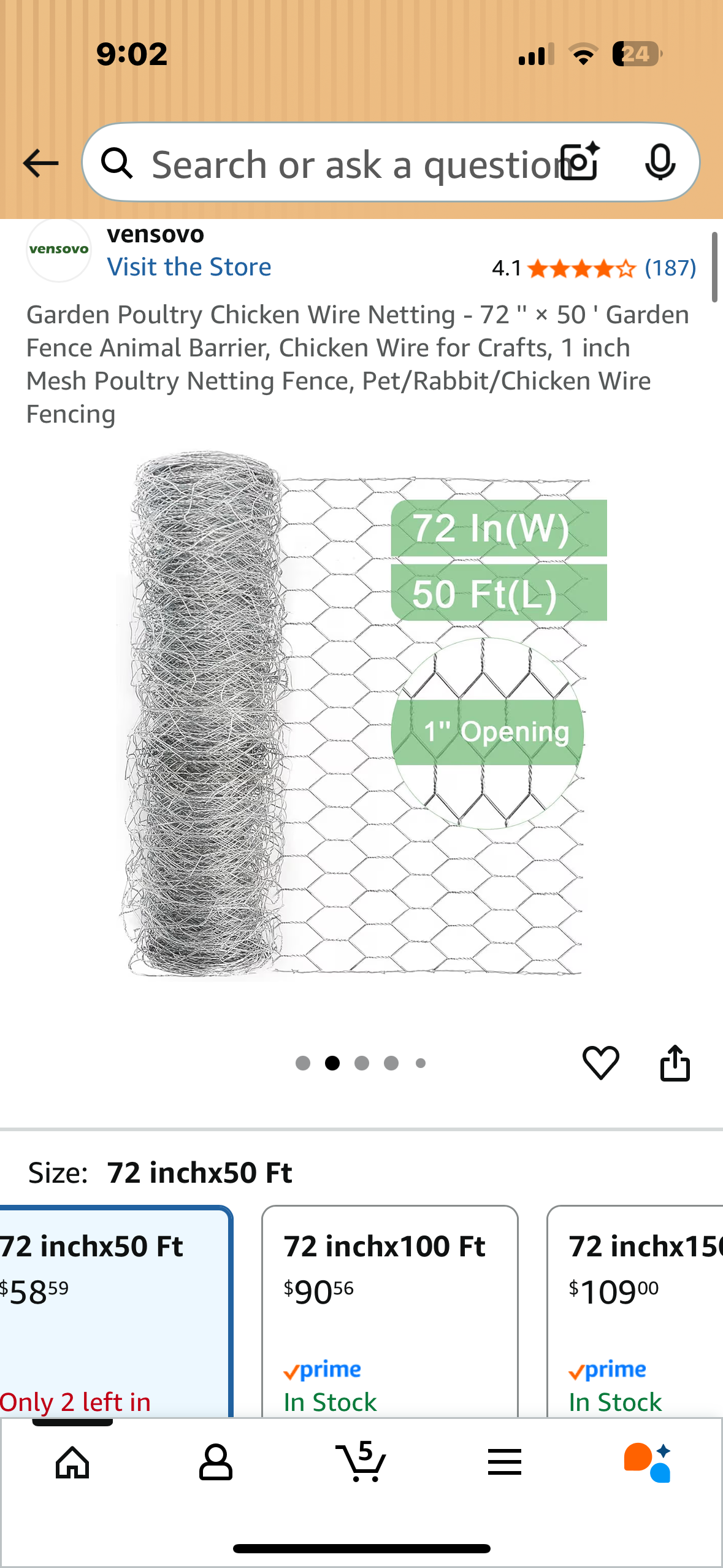 Garden Poultry Chicken Wire Netting - 72" x 50 ' Garden Fence Animal Barrier, Chicken Wire for Crafts, 1 inch Mesh Poultry Netting Fence, Pet/Rabbit/Chicken Wire Fencing (G885)