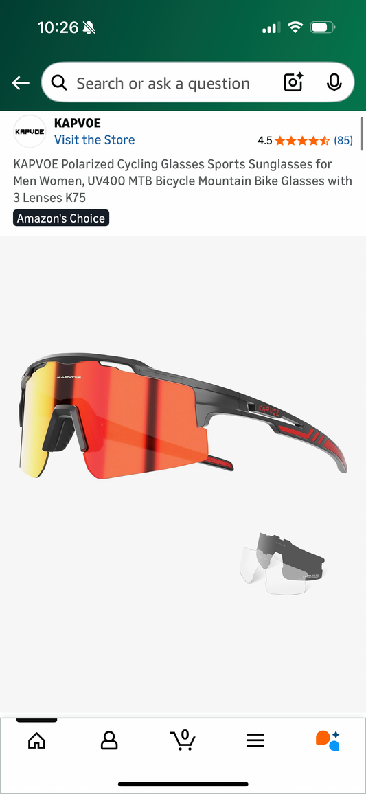 KAPVOE Polarized Cycling Glasses Sports Sunglasses for Men Women, UV400 MTB Bicycle Mountain Bike Glasses with 3 Lenses K75