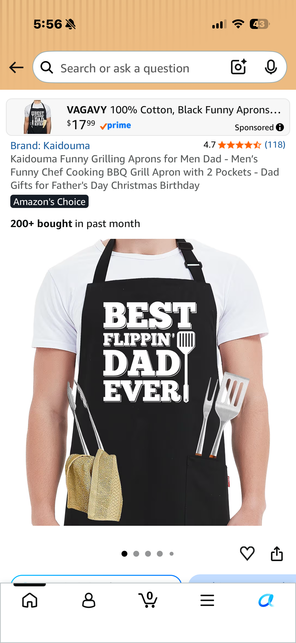 Kaidouma Funny Grilling Aprons for Men Dad - Men’s Funny Chef Cooking BBQ Grill Apron with 2 Pockets - Dad Gifts for Father's Day Christmas Birthday