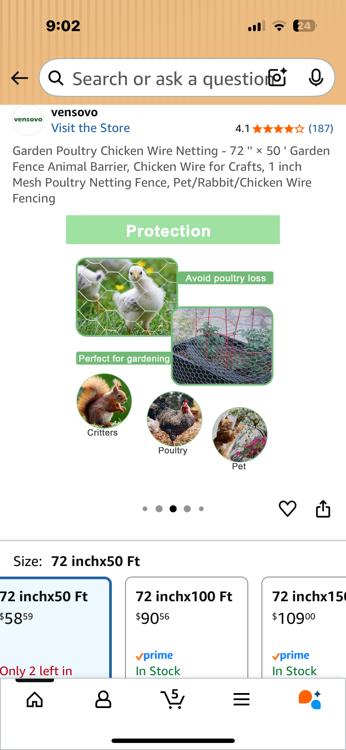 Garden Poultry Chicken Wire Netting - 72" x 50 ' Garden Fence Animal Barrier, Chicken Wire for Crafts, 1 inch Mesh Poultry Netting Fence, Pet/Rabbit/Chicken Wire Fencing (G885)