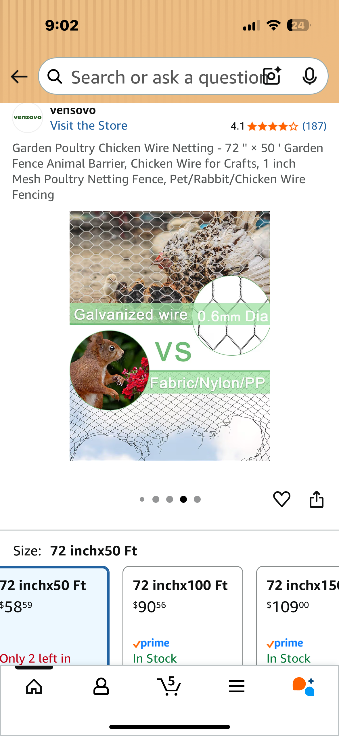 Garden Poultry Chicken Wire Netting - 72" x 50 ' Garden Fence Animal Barrier, Chicken Wire for Crafts, 1 inch Mesh Poultry Netting Fence, Pet/Rabbit/Chicken Wire Fencing (G885)