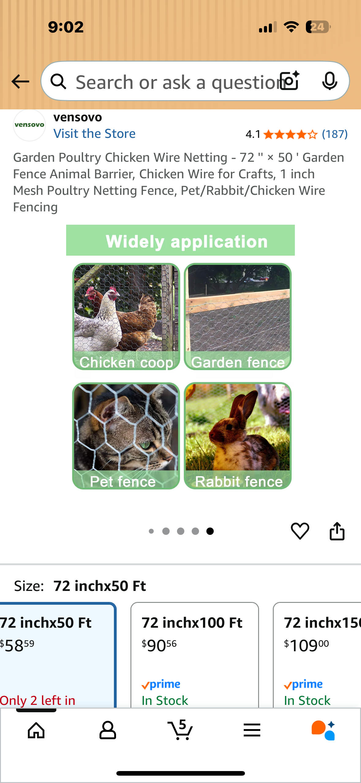 Garden Poultry Chicken Wire Netting - 72" x 50 ' Garden Fence Animal Barrier, Chicken Wire for Crafts, 1 inch Mesh Poultry Netting Fence, Pet/Rabbit/Chicken Wire Fencing (G885)