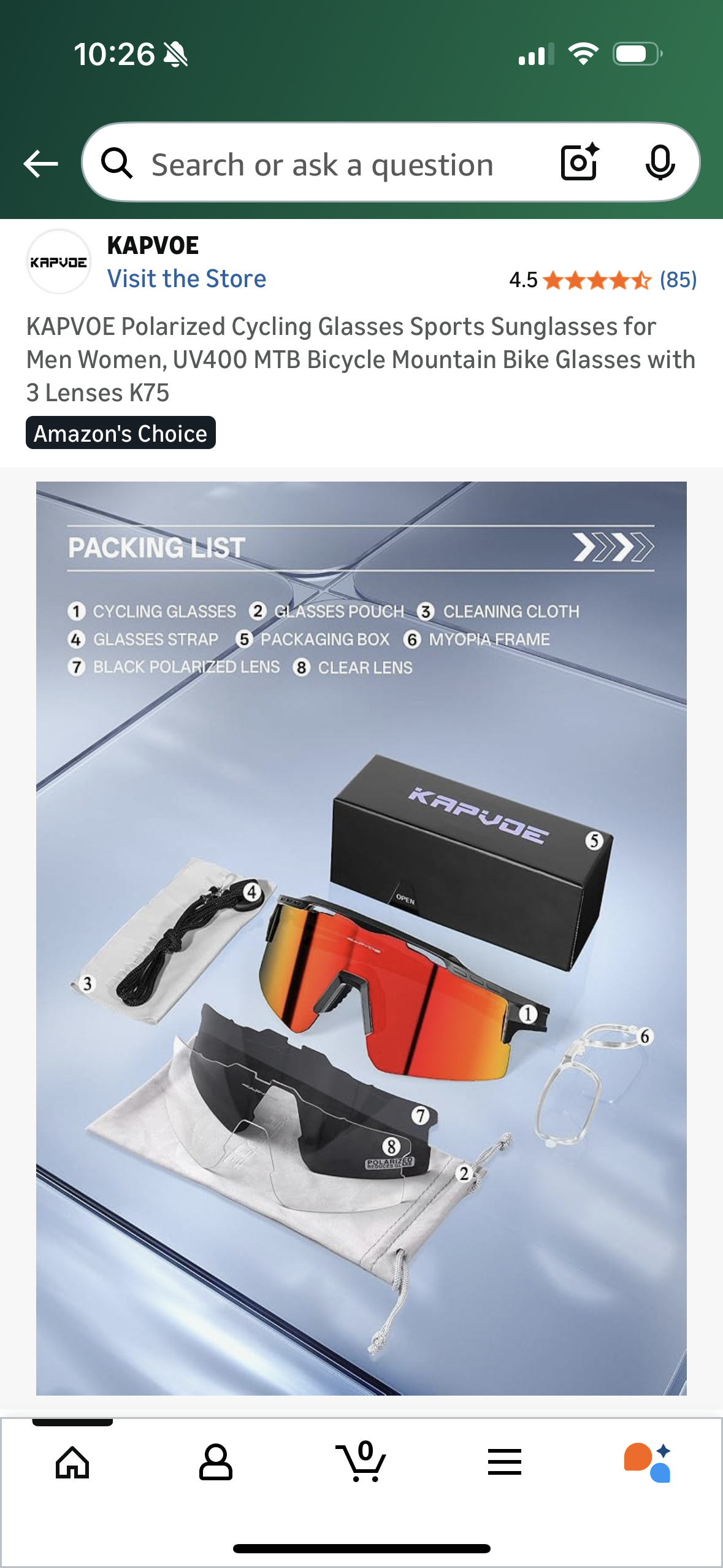 KAPVOE Polarized Cycling Glasses Sports Sunglasses for Men Women, UV400 MTB Bicycle Mountain Bike Glasses with 3 Lenses K75