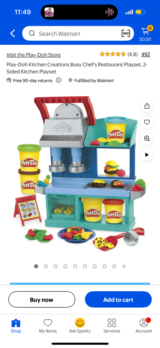 Play-Doh Kitchen Creations Busy Chef's Restaurant Playset, 2-Sided Kitchen Playset, Includes 5 Play-doh Colors
