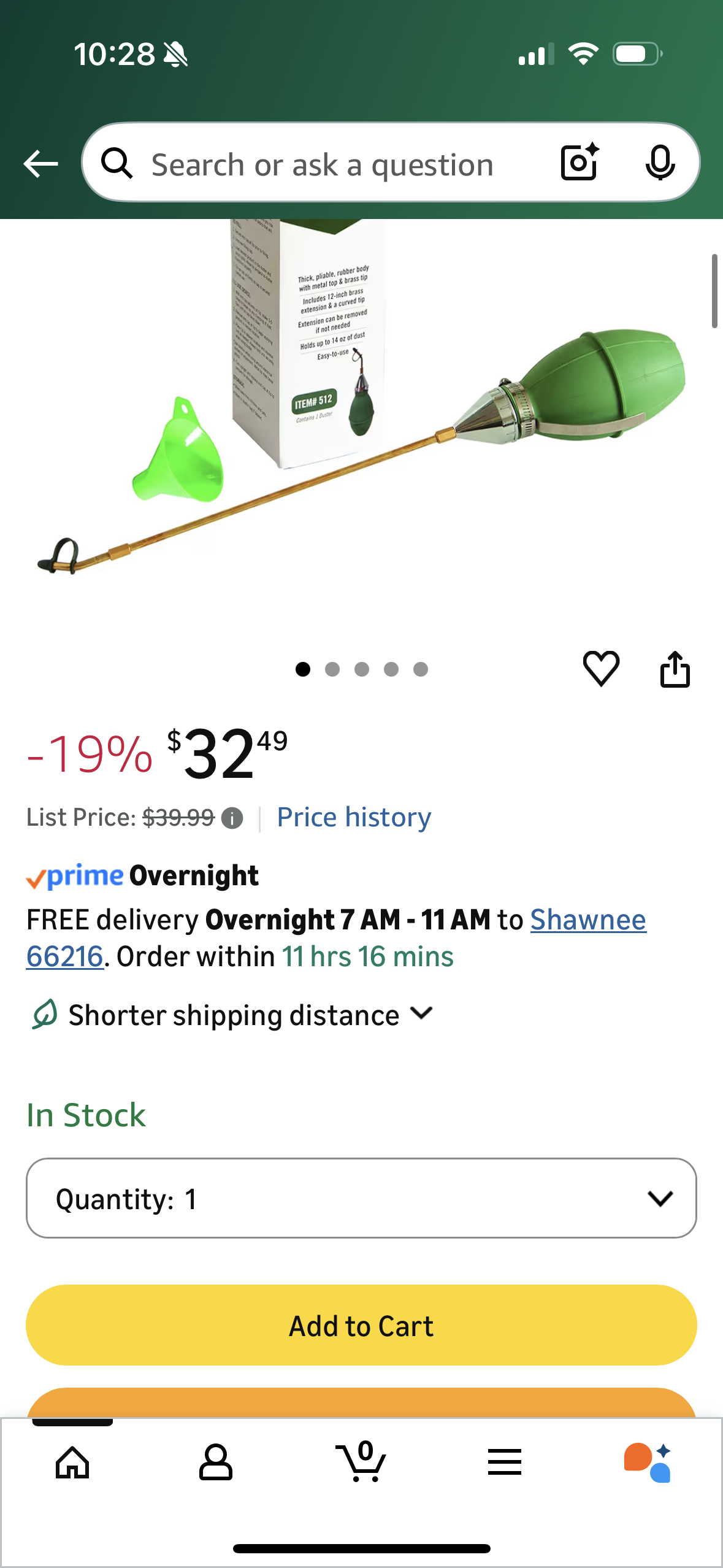 Puff-D 512 Puffy-D Bulb Insecticidal Duster, Heavy-Duty Dust Applicator for Pest Control, Green