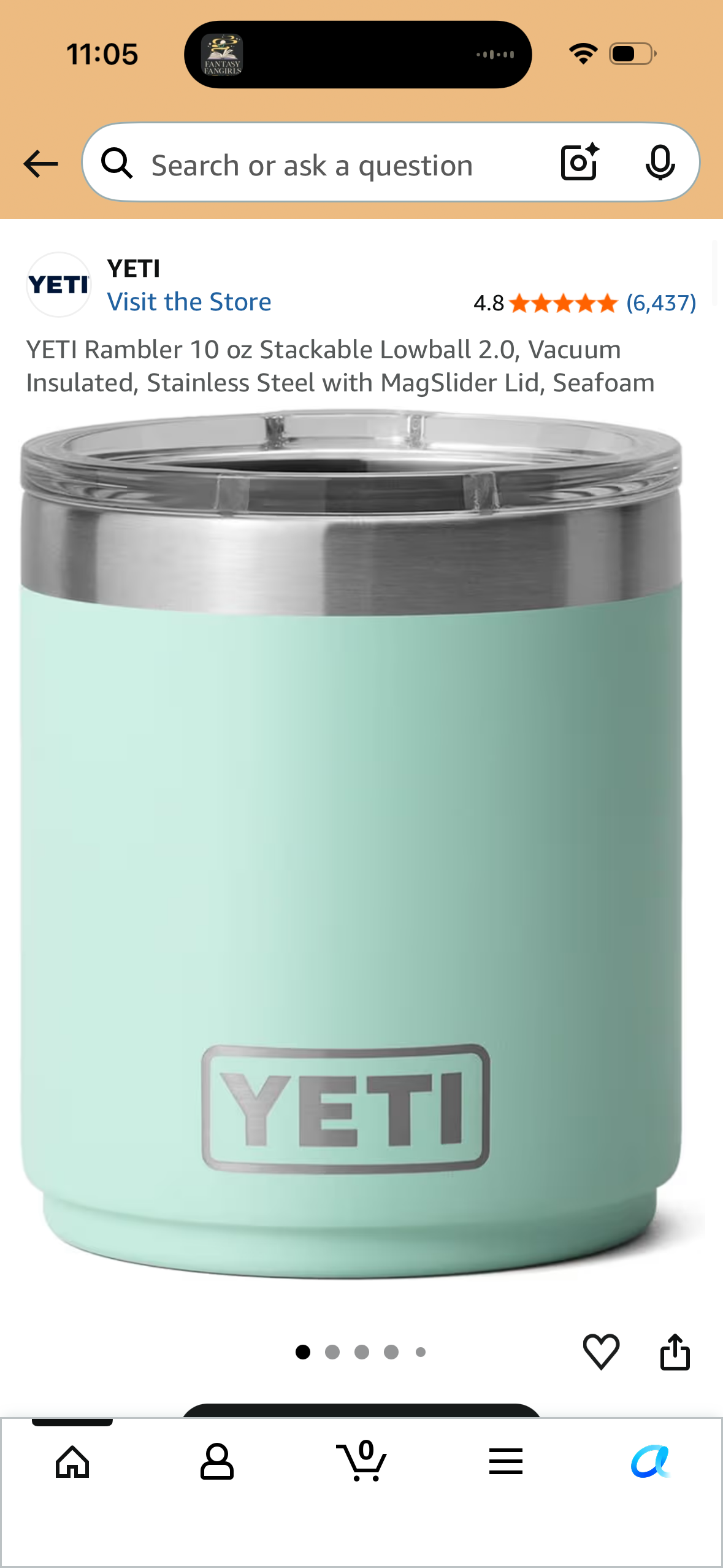 YETI Rambler 10 oz Stackable Lowball 2.0, Vacuum Insulated, Stainless Steel with MagSlider Lid, Seafoam