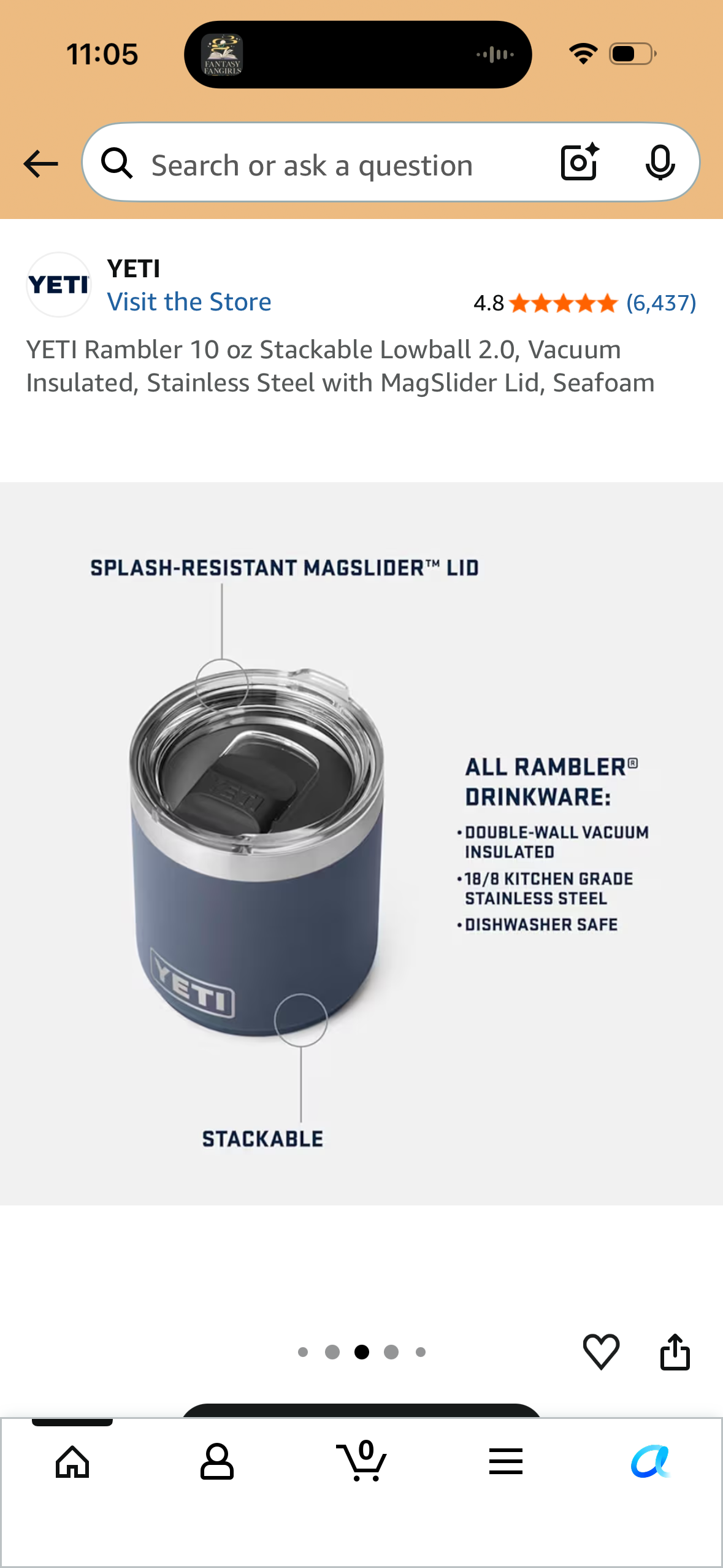 YETI Rambler 10 oz Stackable Lowball 2.0, Vacuum Insulated, Stainless Steel with MagSlider Lid, Seafoam