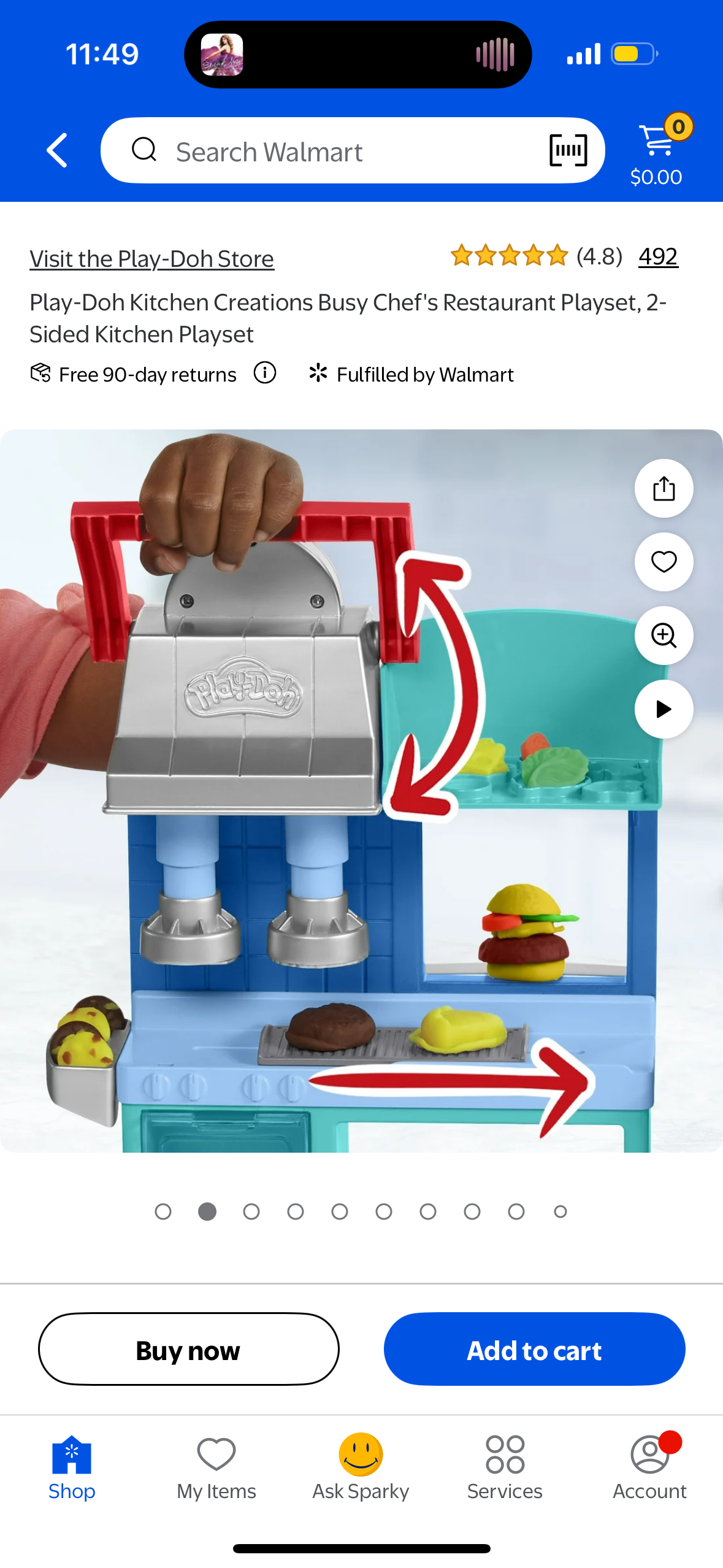 Play-Doh Kitchen Creations Busy Chef's Restaurant Playset, 2-Sided Kitchen Playset, Includes 5 Play-doh Colors