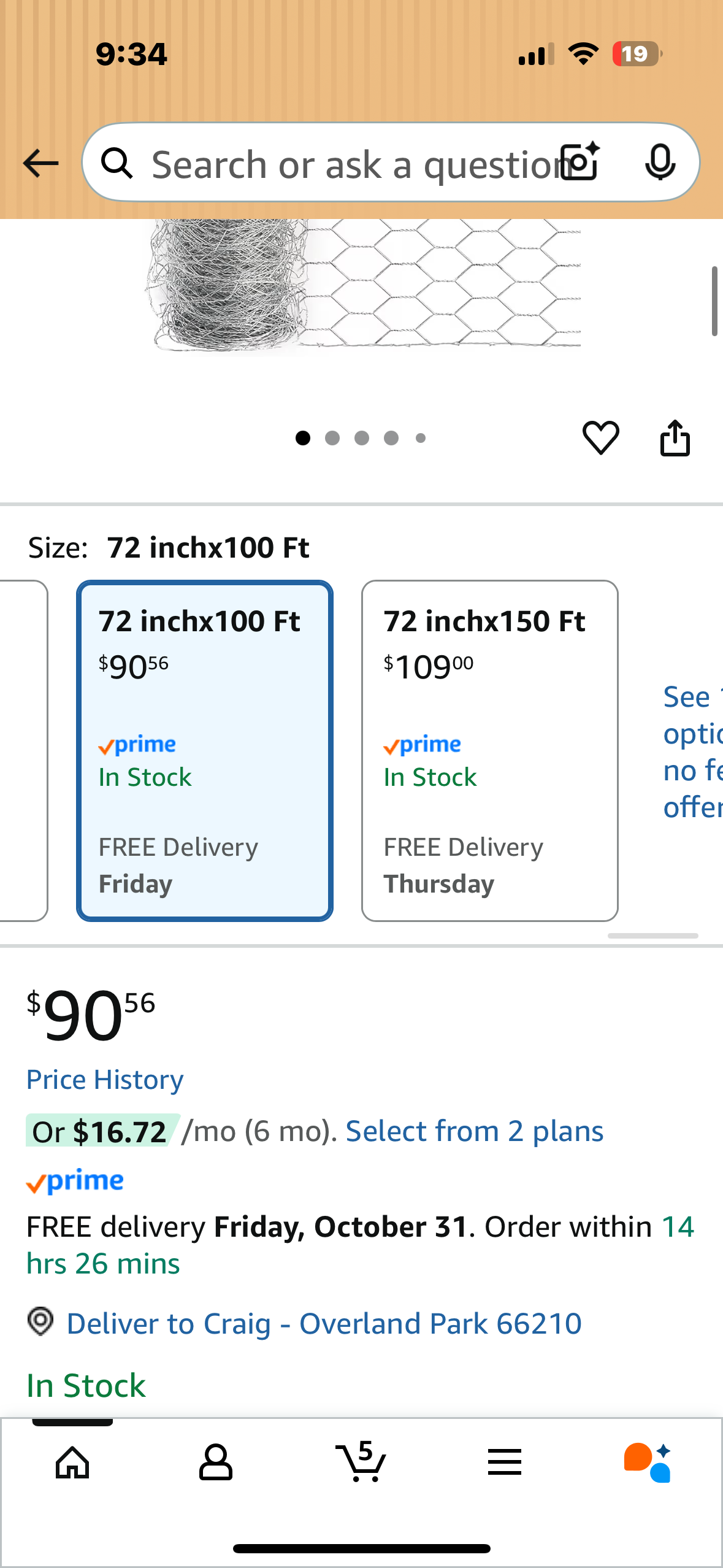 Garden Poultry Chicken Wire Netting - 72 " × 100' Garden Fence Animal Barrier, Chicken Wire for Crafts, 1 inch Mesh Poultry Netting Fence, Pet/Rabbit/Chicken Wire Fencing Amazon's Choice (G886)