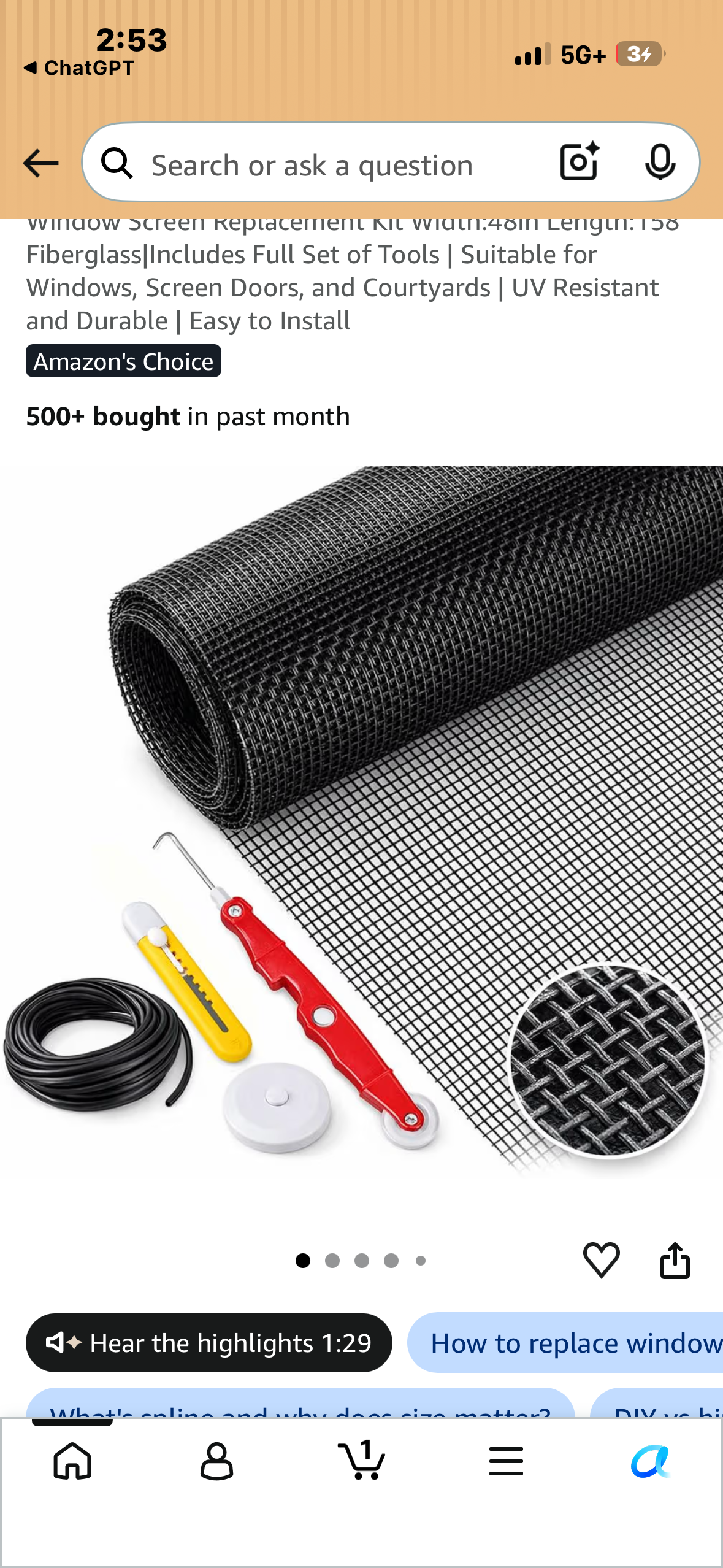 RHO Window Screen Repair Kit (48"118") - Complete DIY Kit for Windows & Doors - Fiberglass Mesh, Tools, Spline & Instructions - Easy Installation, Durable