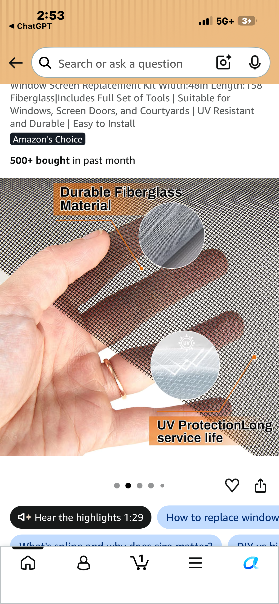 RHO Window Screen Repair Kit (48"118") - Complete DIY Kit for Windows & Doors - Fiberglass Mesh, Tools, Spline & Instructions - Easy Installation, Durable