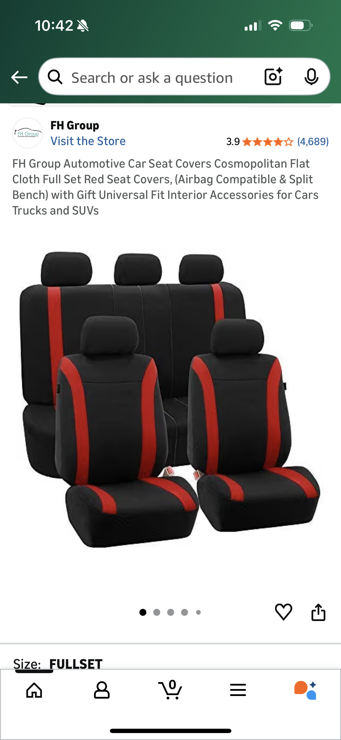 FH Group Automotive Car Seat Covers Cosmopolitan Flat Cloth Full Set Red Seat Covers, (Airbag Compatible & Split Bench) with Gift Universal Fit Interior Accessories for Cars Trucks and SUVs