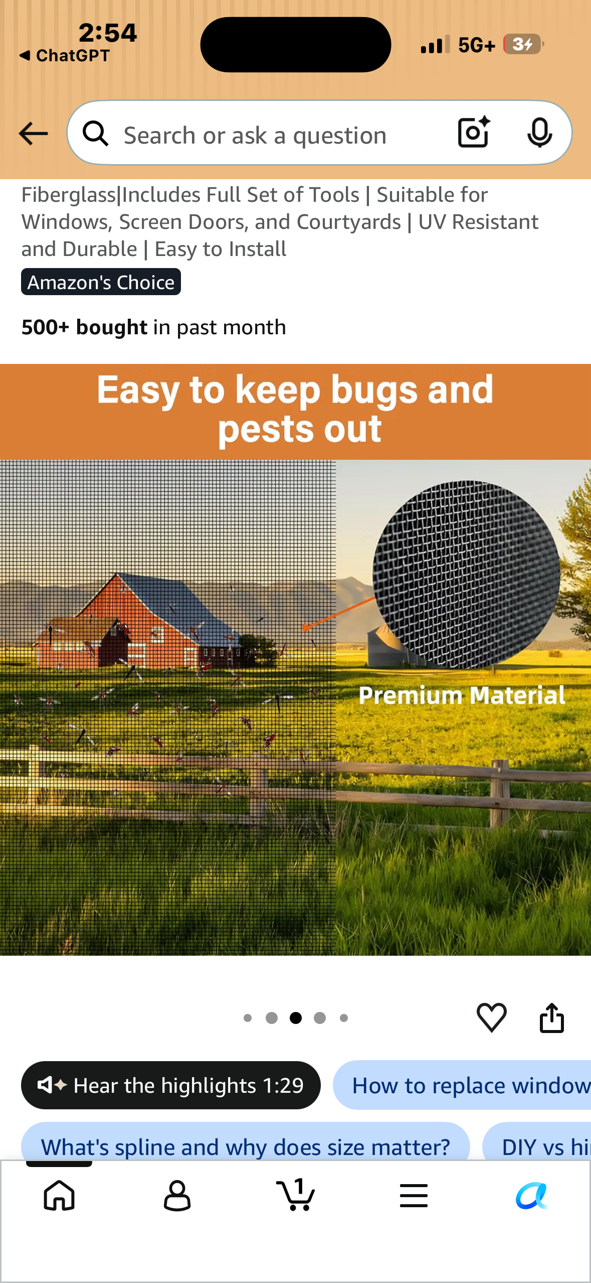 RHO Window Screen Repair Kit (48"118") - Complete DIY Kit for Windows & Doors - Fiberglass Mesh, Tools, Spline & Instructions - Easy Installation, Durable