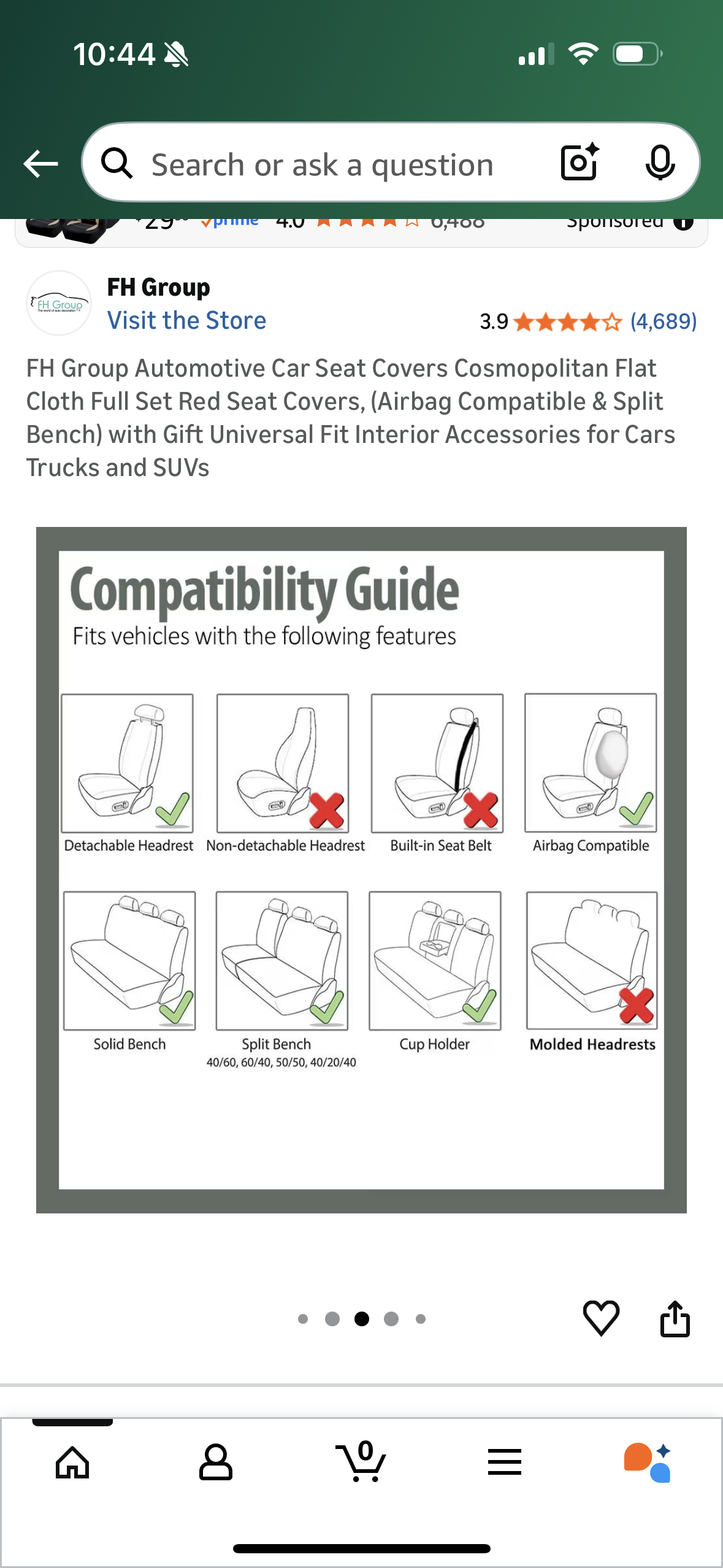 FH Group Automotive Car Seat Covers Cosmopolitan Flat Cloth Full Set Red Seat Covers, (Airbag Compatible & Split Bench) with Gift Universal Fit Interior Accessories for Cars Trucks and SUVs