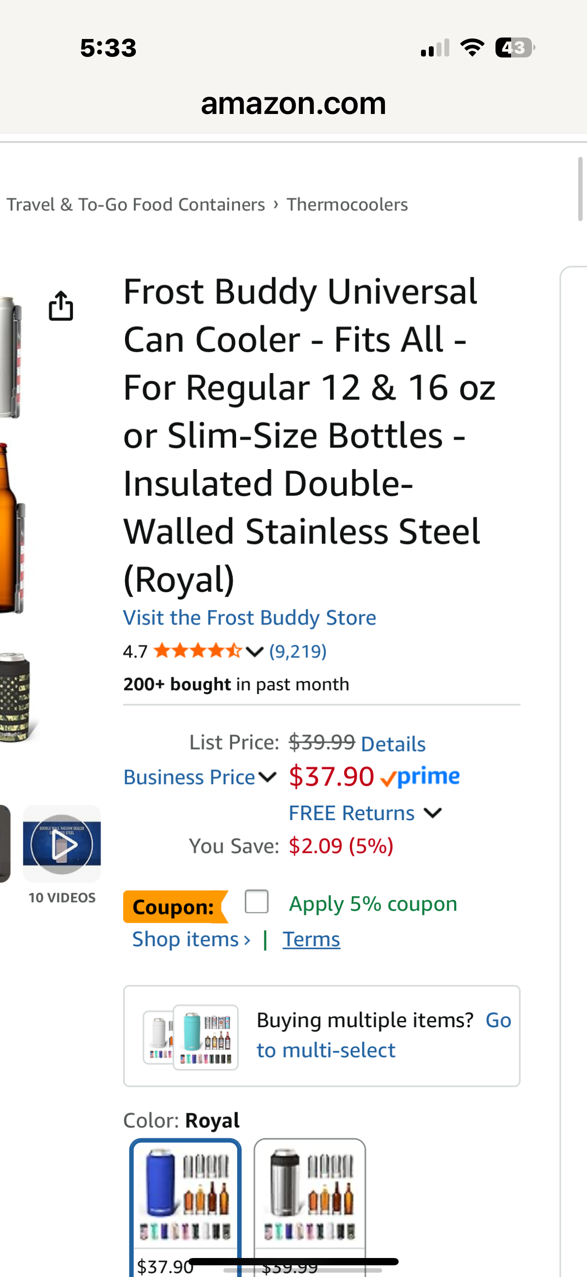 Frost Buddy Universal Buddy Can Cooler - Fits All - For Regular 12 & 16 oz or Slim-Size Bottles - Insulated Double-Walled Stainless Steel (Sunflower)