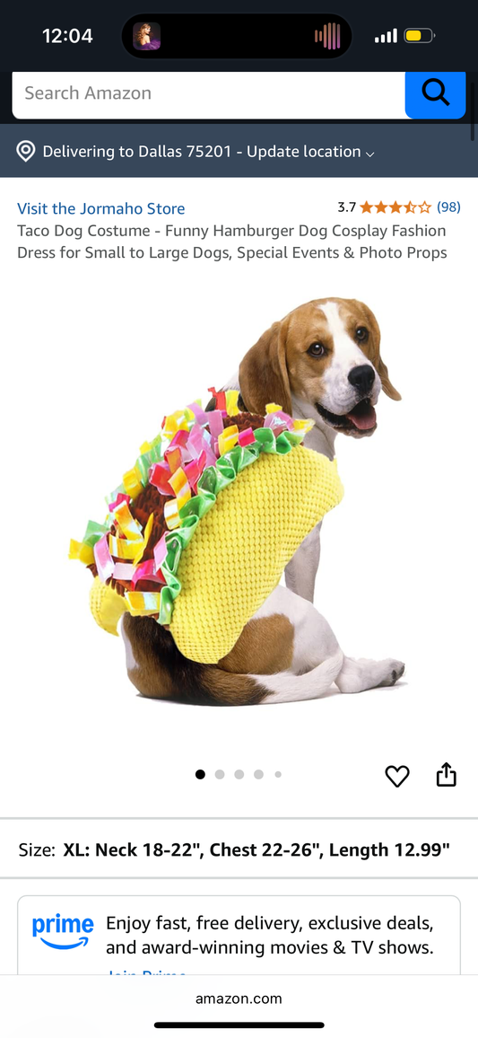 Taco Dog Costume - Funny Hamburger Dog Cosplay Fashion Dress for Small to Large Dogs, Special Events & Photo Props Size Large