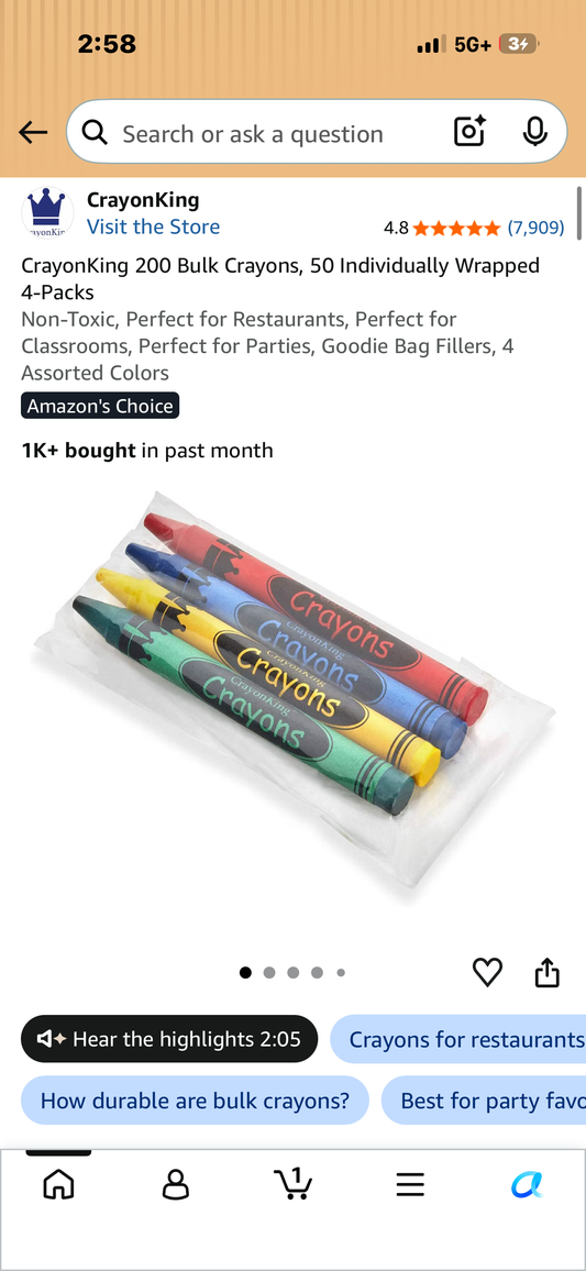 CrayonKing 200 Bulk Crayons, 50 Individually Wrapped 4-Packs Non-Toxic, Perfect for Restaurants, Perfect for Classrooms, Perfect for Parties, Goodie Bag Fillers, 4 Assorted Colors