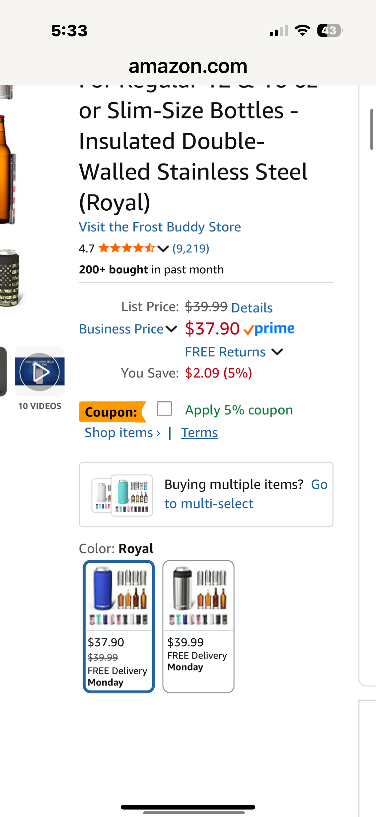 Frost Buddy Universal Buddy Can Cooler - Fits All - For Regular 12 & 16 oz or Slim-Size Bottles - Insulated Double-Walled Stainless Steel (Sunflower)