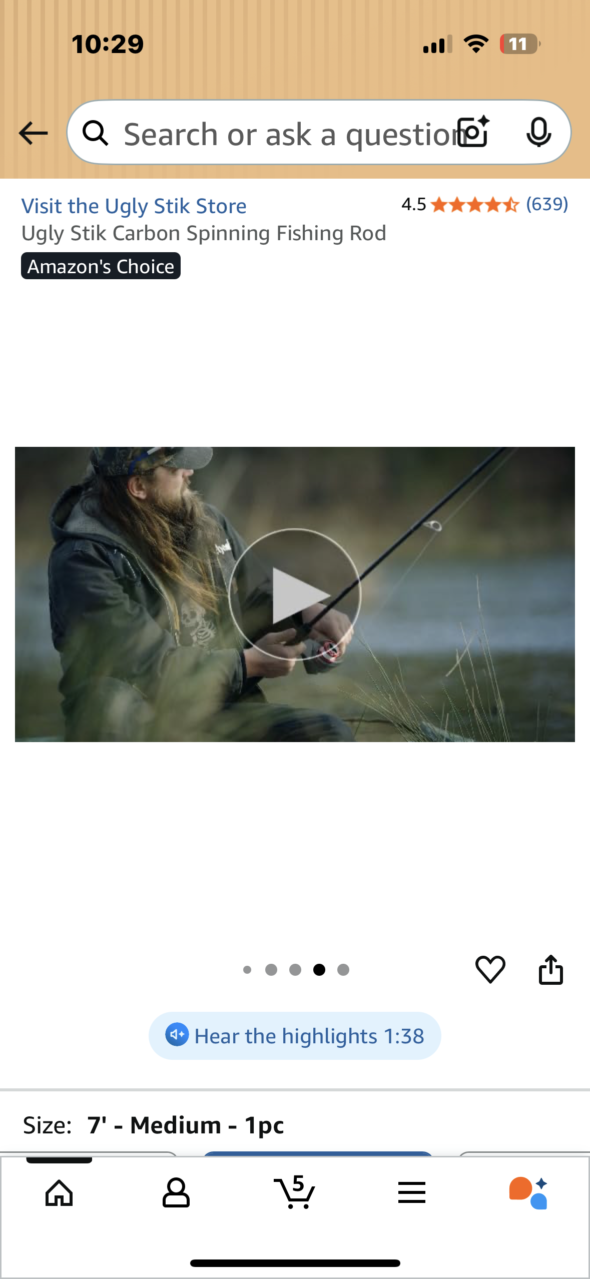 Ugly Stik Carbon Spinning Fishing Rod (W528)