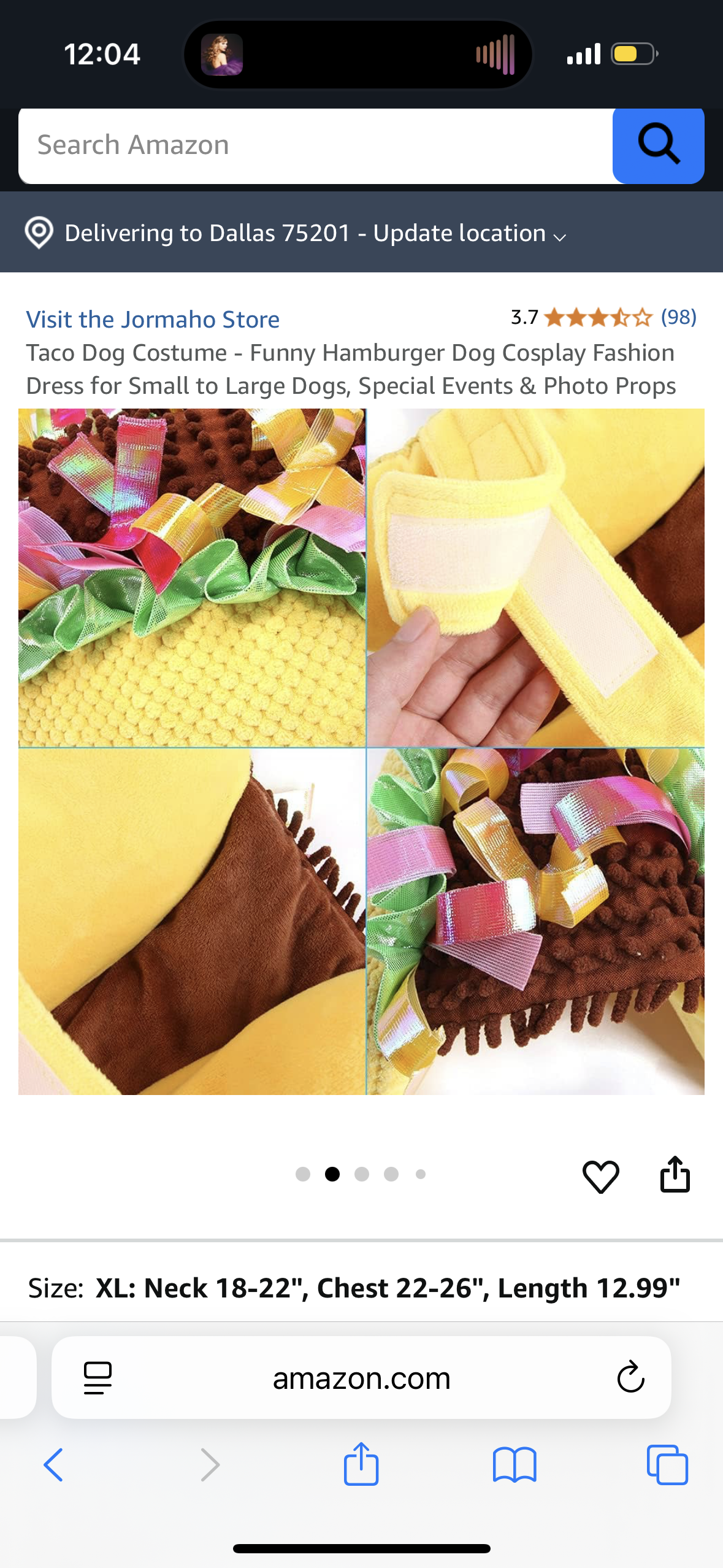Taco Dog Costume - Funny Hamburger Dog Cosplay Fashion Dress for Small to Large Dogs, Special Events & Photo Props Size Large
