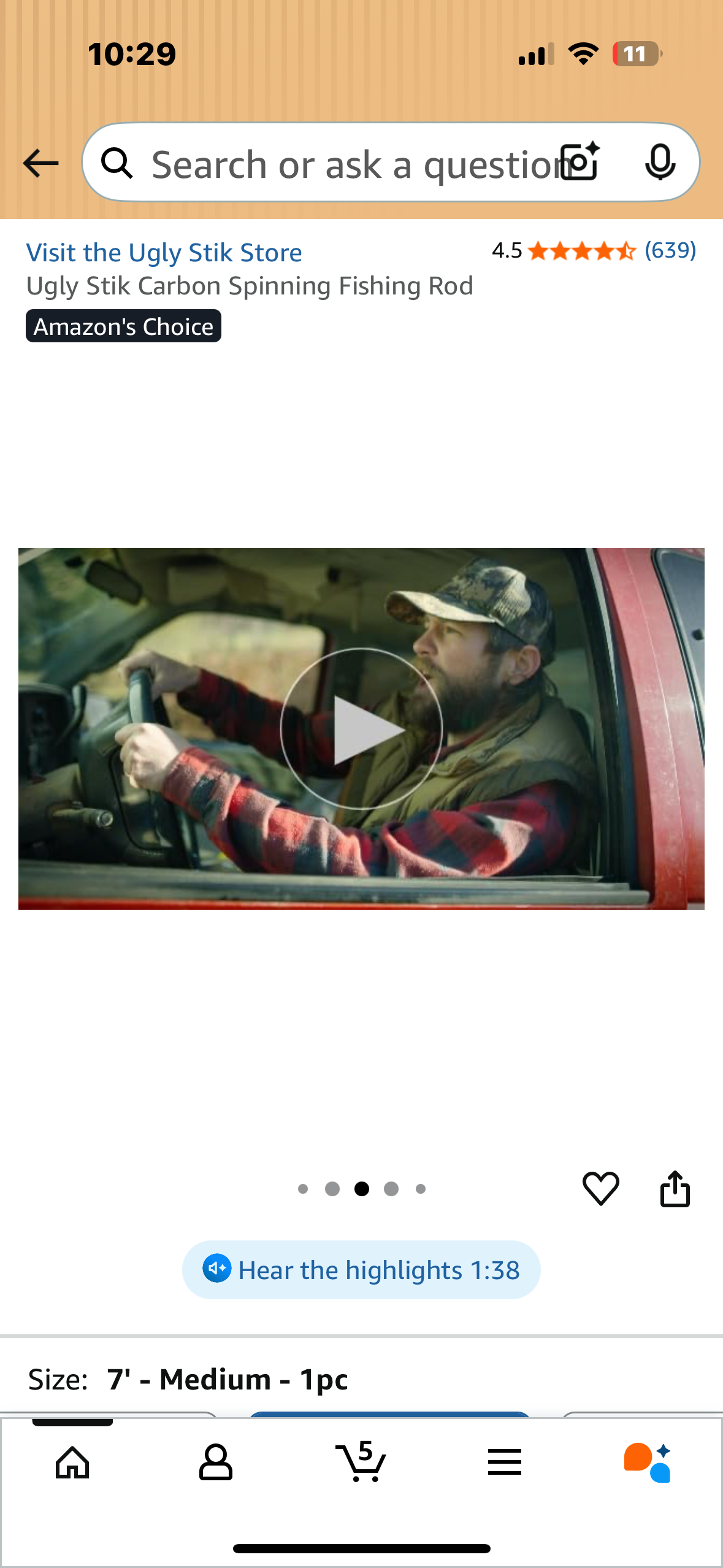 Ugly Stik Carbon Spinning Fishing Rod (W528)