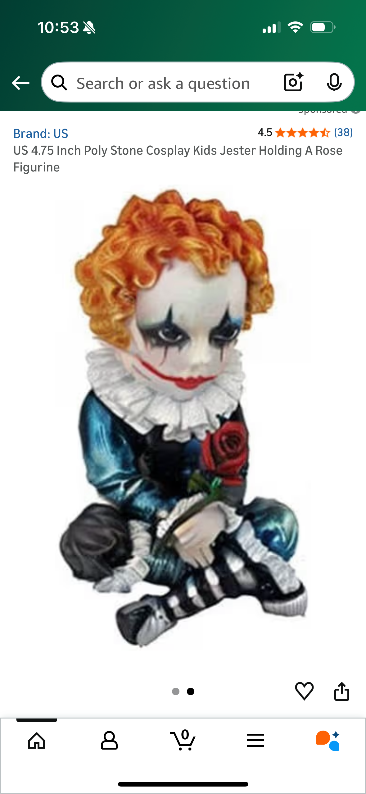 US 4.75 Inch Poly Stone Cosplay Kids Jester Holding A Rose Figurine