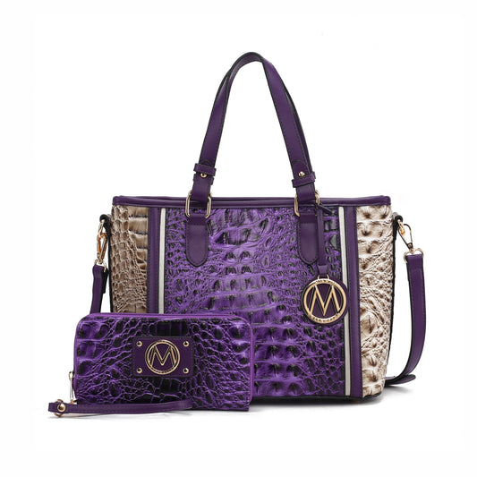 MKF Collection Tote Bag for Women, Vegan Leather Handbag Top-Handle Satchel Shoulder Purse by Mia k