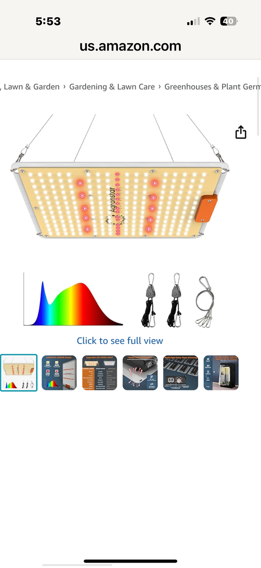 AGRONSTARAgronstar LED Grow Light with Samsung LM301B Diodes, Sunlike Full Spectrum Plant Light for Indoor Plants Seedling Veg Bloom, Dimmable Plant Growing Lamps for 2x2/3x3 Grow Tent White