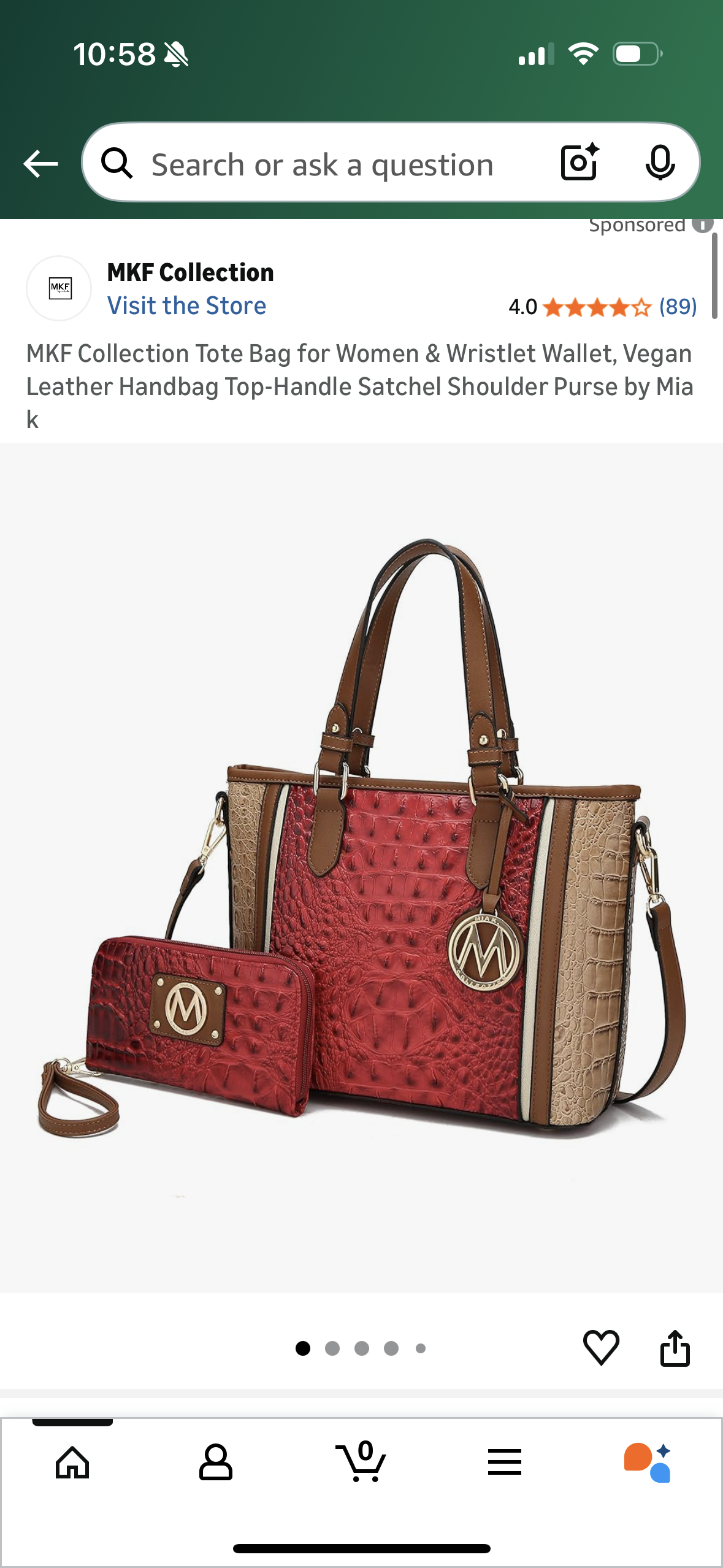 MKF Collection Tote Bag for Women, Vegan Leather Handbag Top-Handle Satchel Shoulder Purse by Mia k