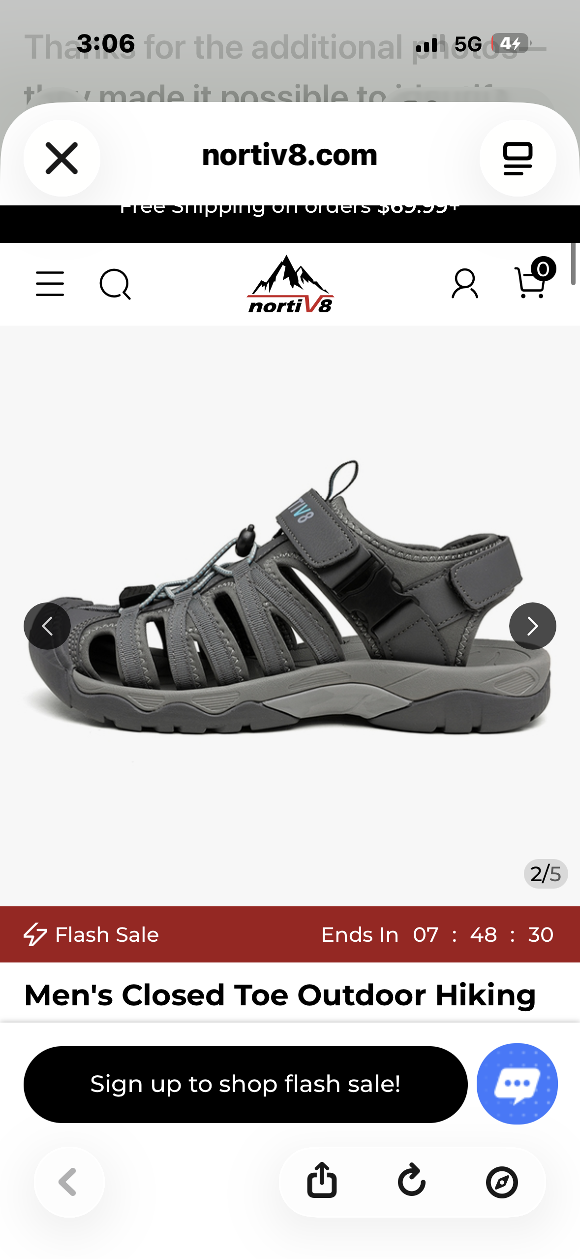 NORTIV8 Men's Closed Toe Outdoor Hiking Sandals (Men’s Size 10)