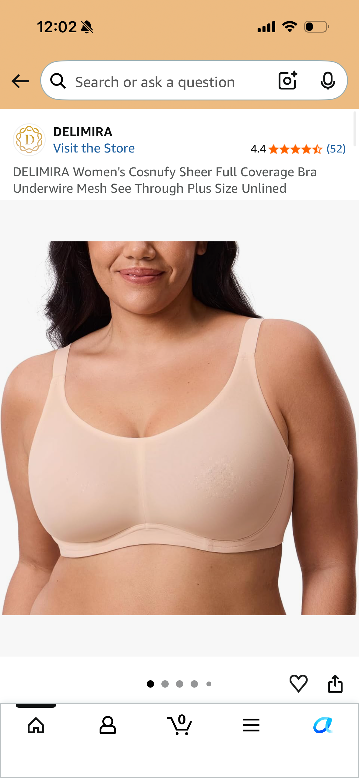 DELIMIRA Women's Cosnufy Sheer Full Coverage Bra Underwire Mesh See Through Plus Size Unlined (Size 38F)