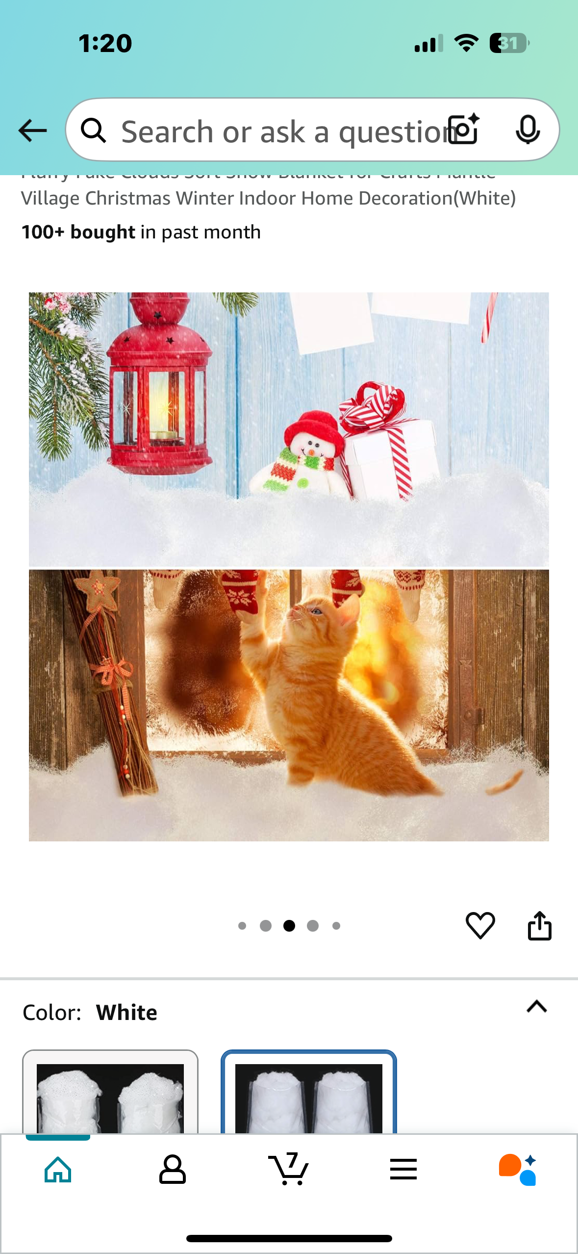 2 Bags Fake Snow Decoration Fluffy Artificial Cotton Fiber Fluffy Fake Clouds Soft Snow Blanket for Crafts Mantle Village Christmas Winter Indoor Home Decoration(White