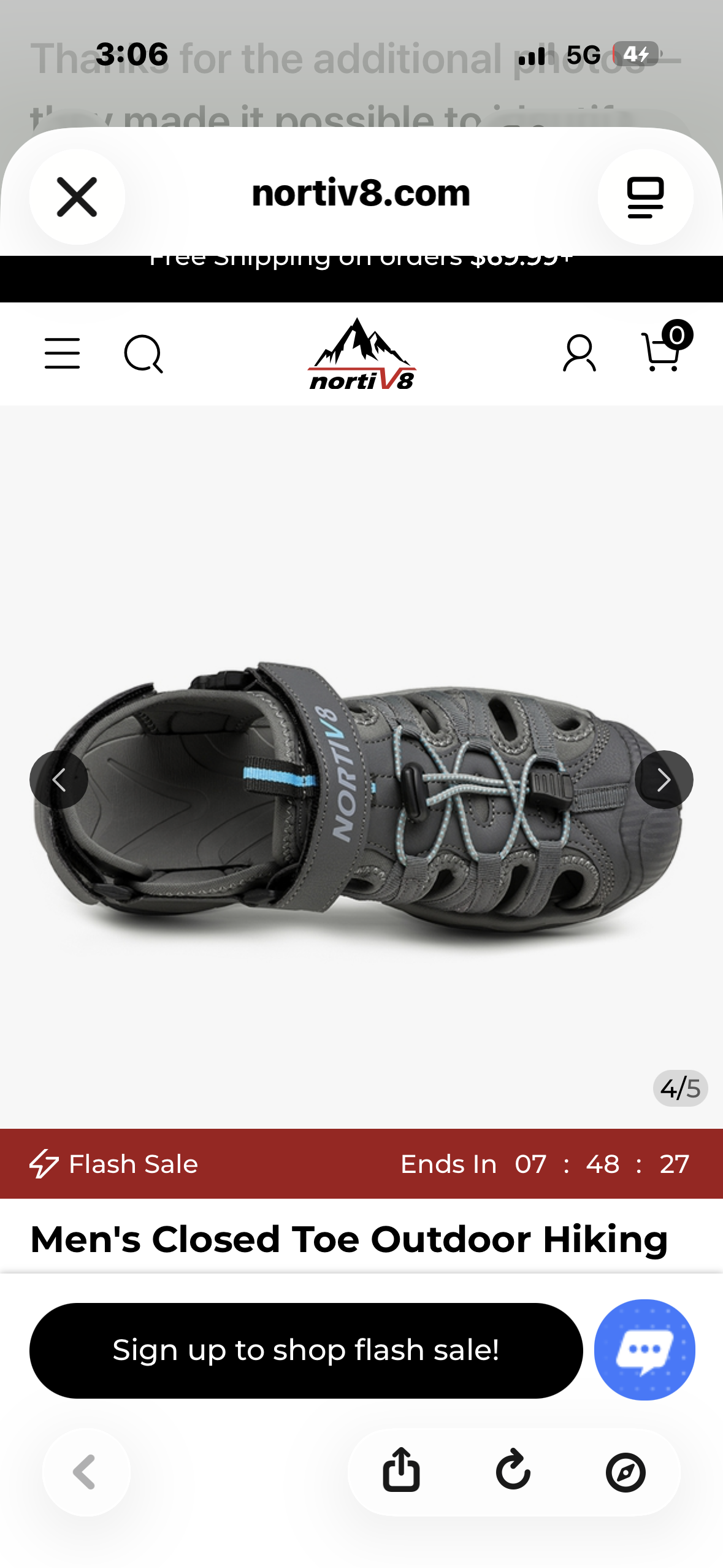 NORTIV8 Men's Closed Toe Outdoor Hiking Sandals (Men’s Size 10)