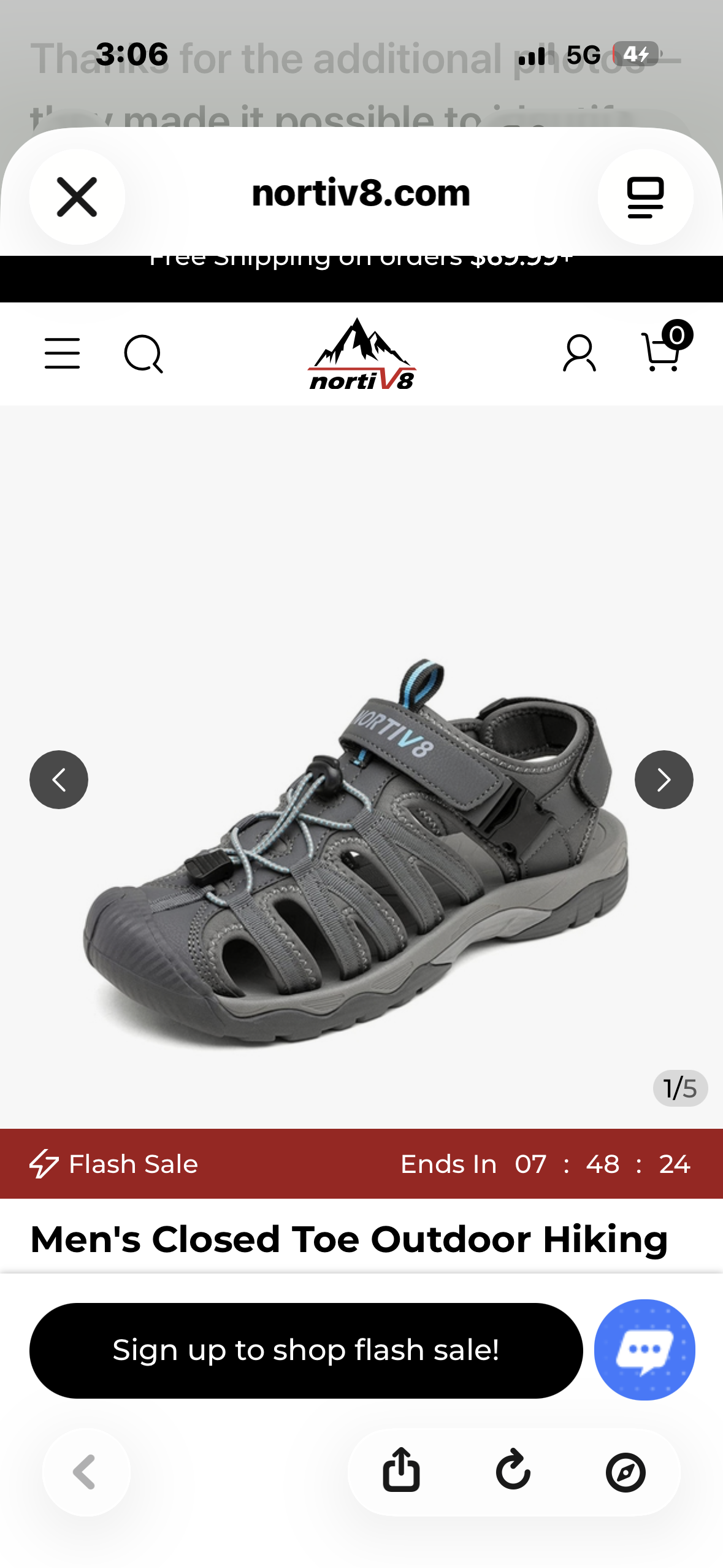 NORTIV8 Men's Closed Toe Outdoor Hiking Sandals (Men’s Size 10)