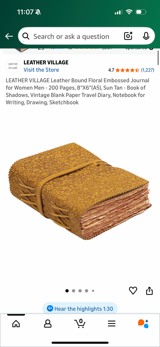 LEATHER VILLAGE Leather Bound Floral Embossed Journal for Women Men - 200 Pages, 8”X6”(A5), Sun Tan - Book of Shadows, Vintage Blank Paper Travel Diary, Notebook for Writing, Drawing, Sketchbook