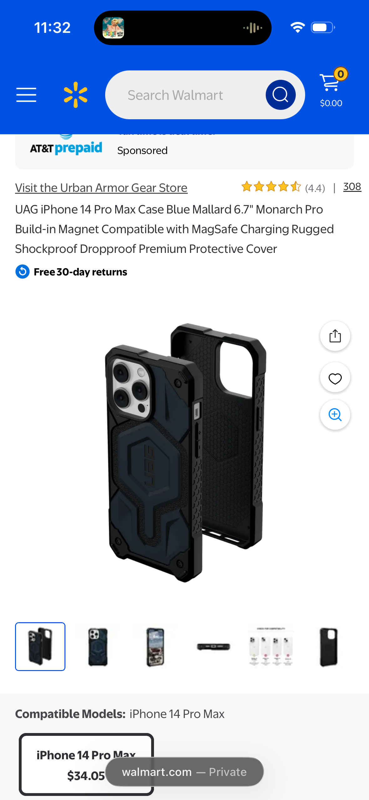 UAG iPhone 14 Pro Max Case Blue Mallard 6.7" Monarch Pro Build-in Magnet Compatible with MagSafe Charging Rugged Shockproof Dropproof Premium Protective Cover