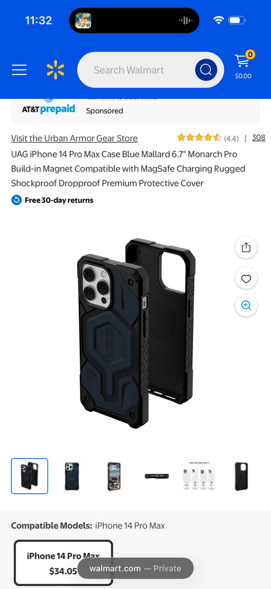 UAG iPhone 14 Pro Max Case Blue Mallard 6.7" Monarch Pro Build-in Magnet Compatible with MagSafe Charging Rugged Shockproof Dropproof Premium Protective Cover