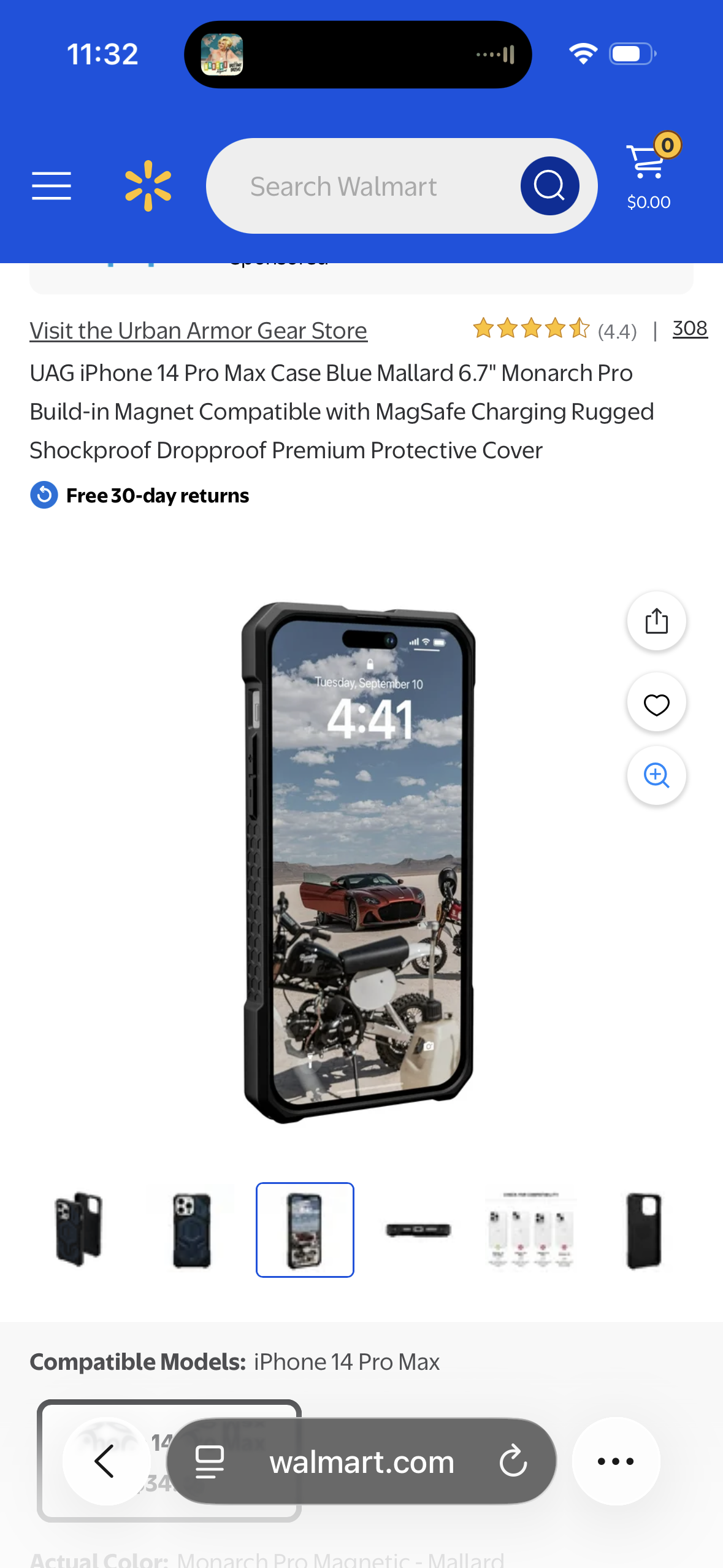 UAG iPhone 14 Pro Max Case Blue Mallard 6.7" Monarch Pro Build-in Magnet Compatible with MagSafe Charging Rugged Shockproof Dropproof Premium Protective Cover