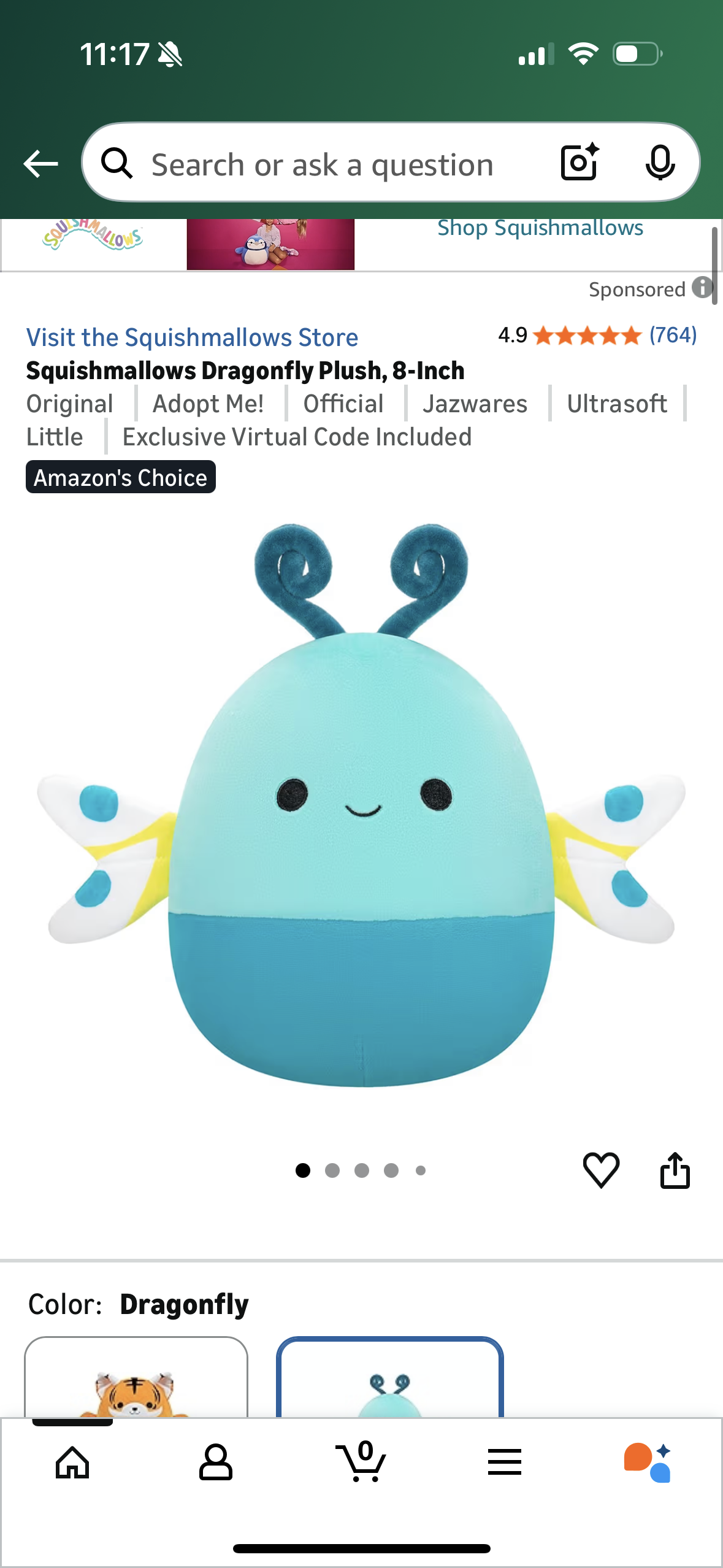 Squishmallows Dragonfly Plush, 8-Inch