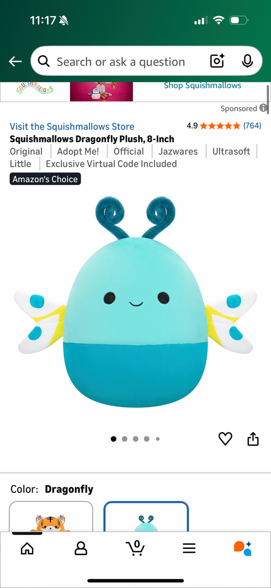 Squishmallows Dragonfly Plush, 8-Inch