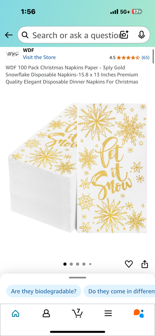 100 Pack Christmas Napkins Paper - 3ply Gold Snowflake Disposable Napkins-15.8 x 13 Inches Premium Quality Elegant Disposable Dinner Napkins For Christmas