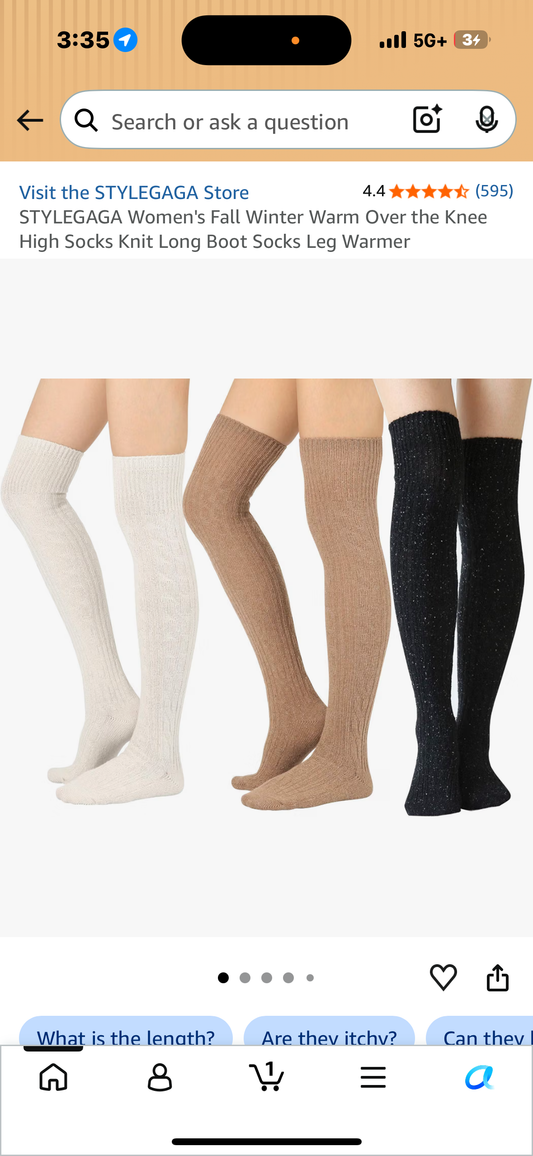 STYLEGAGA Women's Fall Winter Warm Over the Knee High Socks Knit Long Boot Socks Leg Warmer