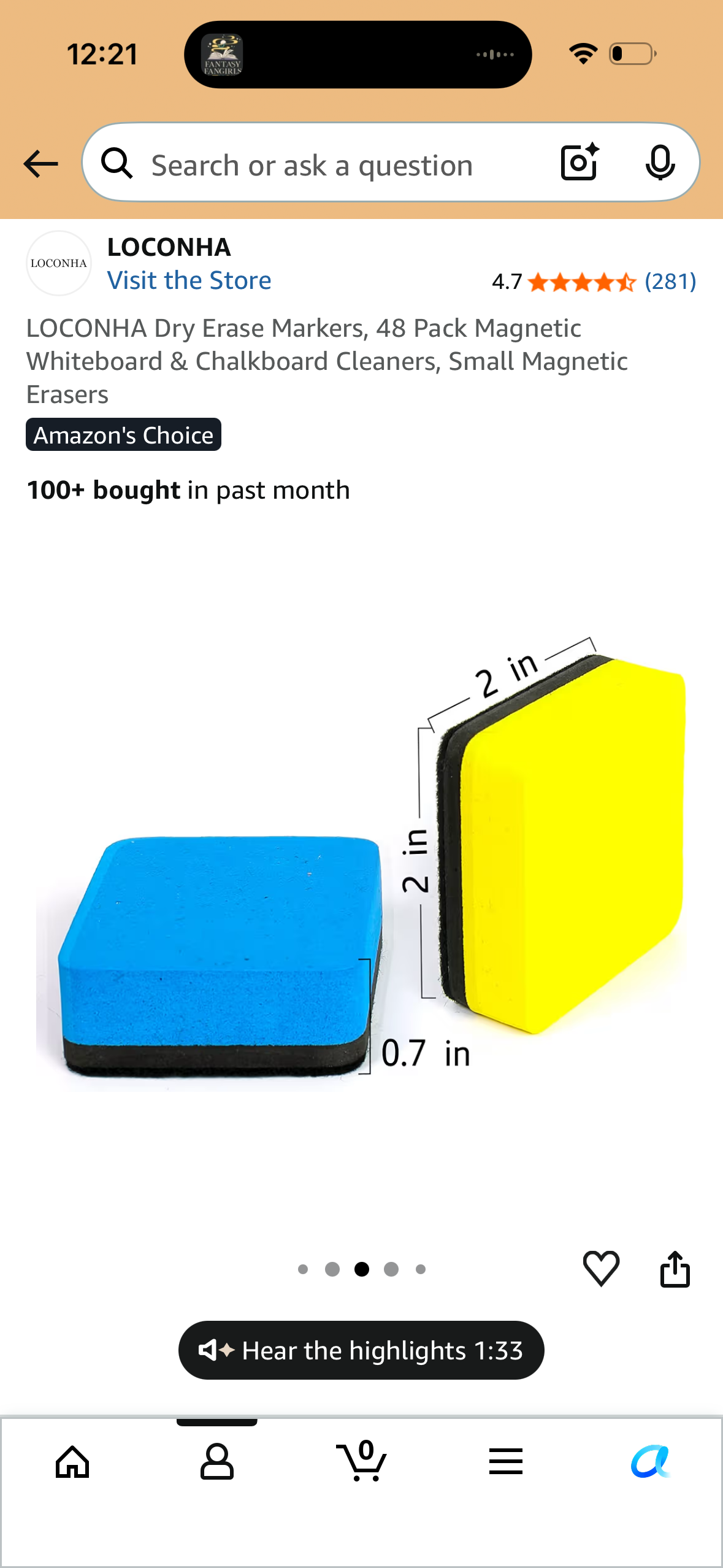 LOCONHA Dry Erase Markers, 48 Pack Magnetic Whiteboard & Chalkboard Cleaners, Small Magnetic Erasers