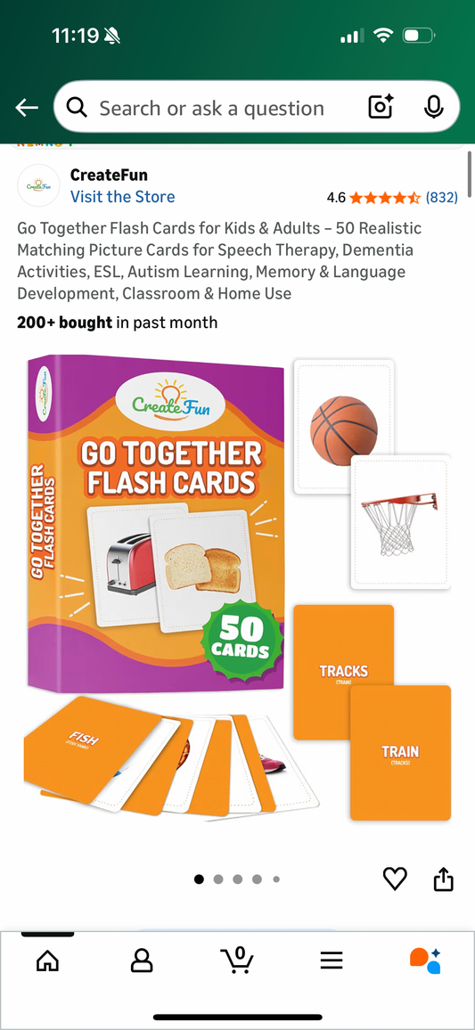 Go Together Flash Cards for Kids & Adults – 50 Realistic Matching Picture Cards for Speech Therapy, Dementia Activities, ESL, Autism Learning, Memory & Language Development, Classroom & Home Use