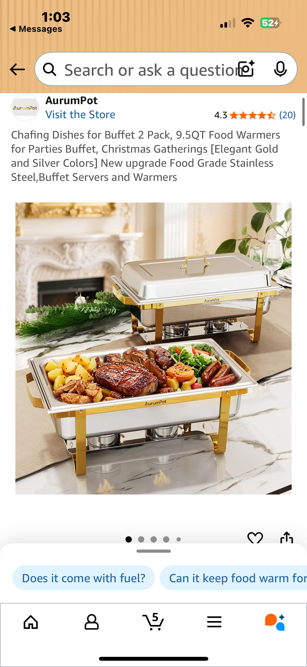 Chafing Dishes for Buffet 2 Pack, 9.5QT Food Warmers for Parties Buffet, Christmas Gatherings [Elegant Gold and Silver Colors], Food Grade Stainless Steel,Buffet Servers and Warmers (L1076)