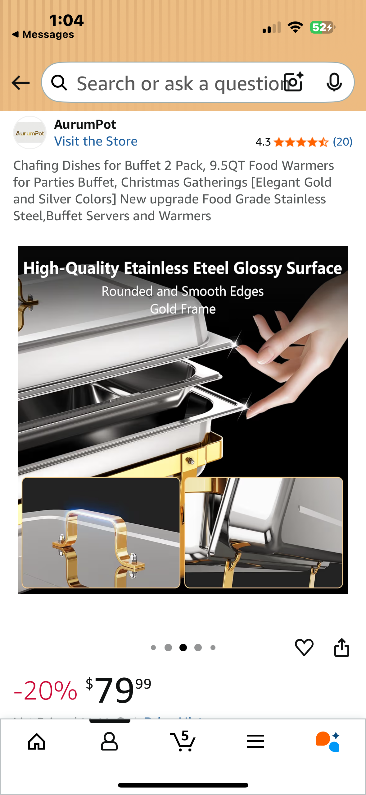 Chafing Dishes for Buffet 2 Pack, 9.5QT Food Warmers for Parties Buffet, Christmas Gatherings [Elegant Gold and Silver Colors], Food Grade Stainless Steel,Buffet Servers and Warmers (L1076)