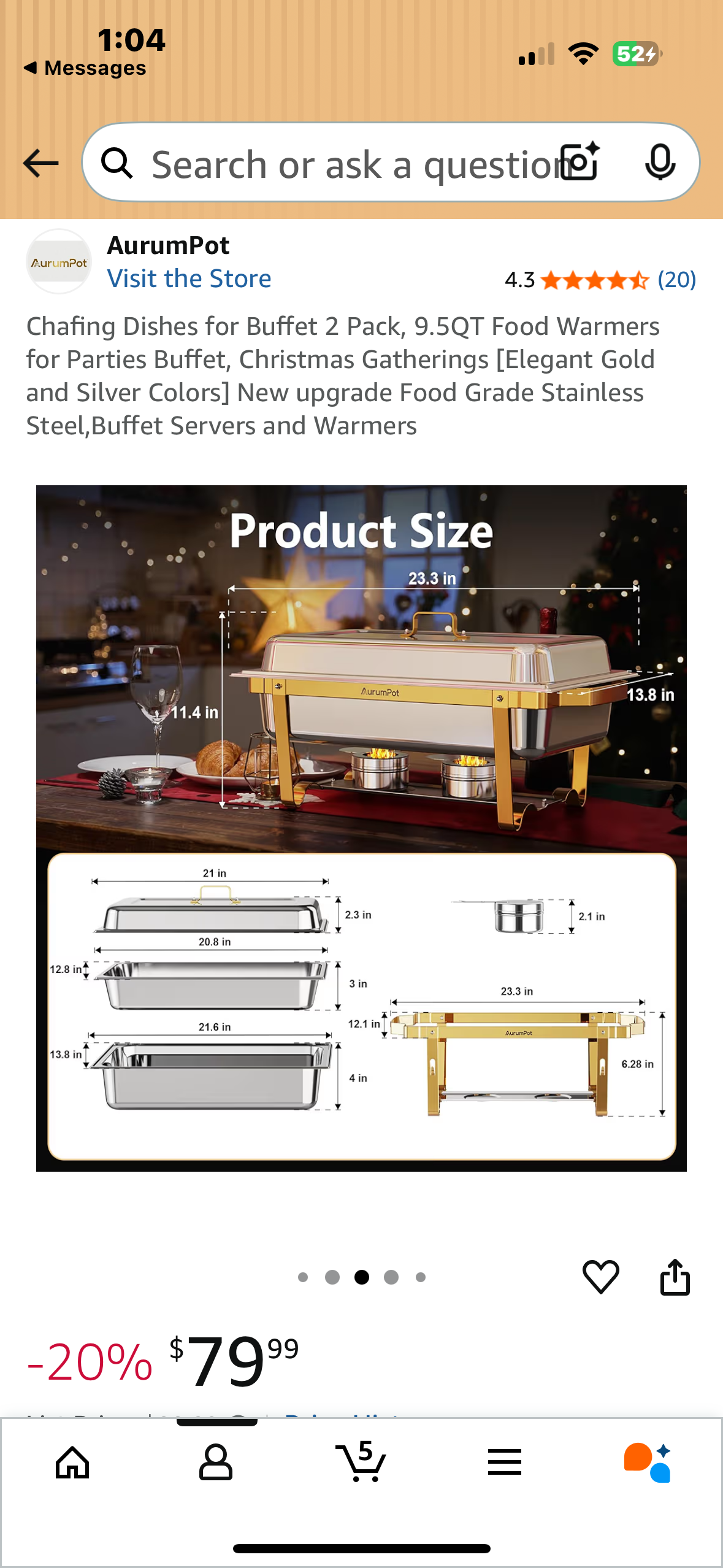 Chafing Dishes for Buffet 2 Pack, 9.5QT Food Warmers for Parties Buffet, Christmas Gatherings [Elegant Gold and Silver Colors], Food Grade Stainless Steel,Buffet Servers and Warmers (L1076)